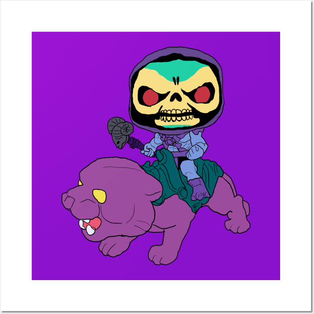 Skeletor riding Panthor Wall Art by BadDrawnStuff